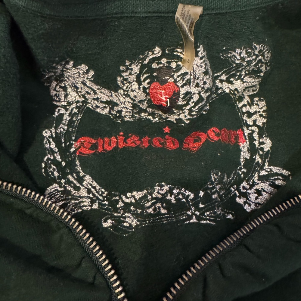 Twisted Heart Green Tracksuit Set with Hoodie and Pants Embellished Bling - Picture 12 of 13